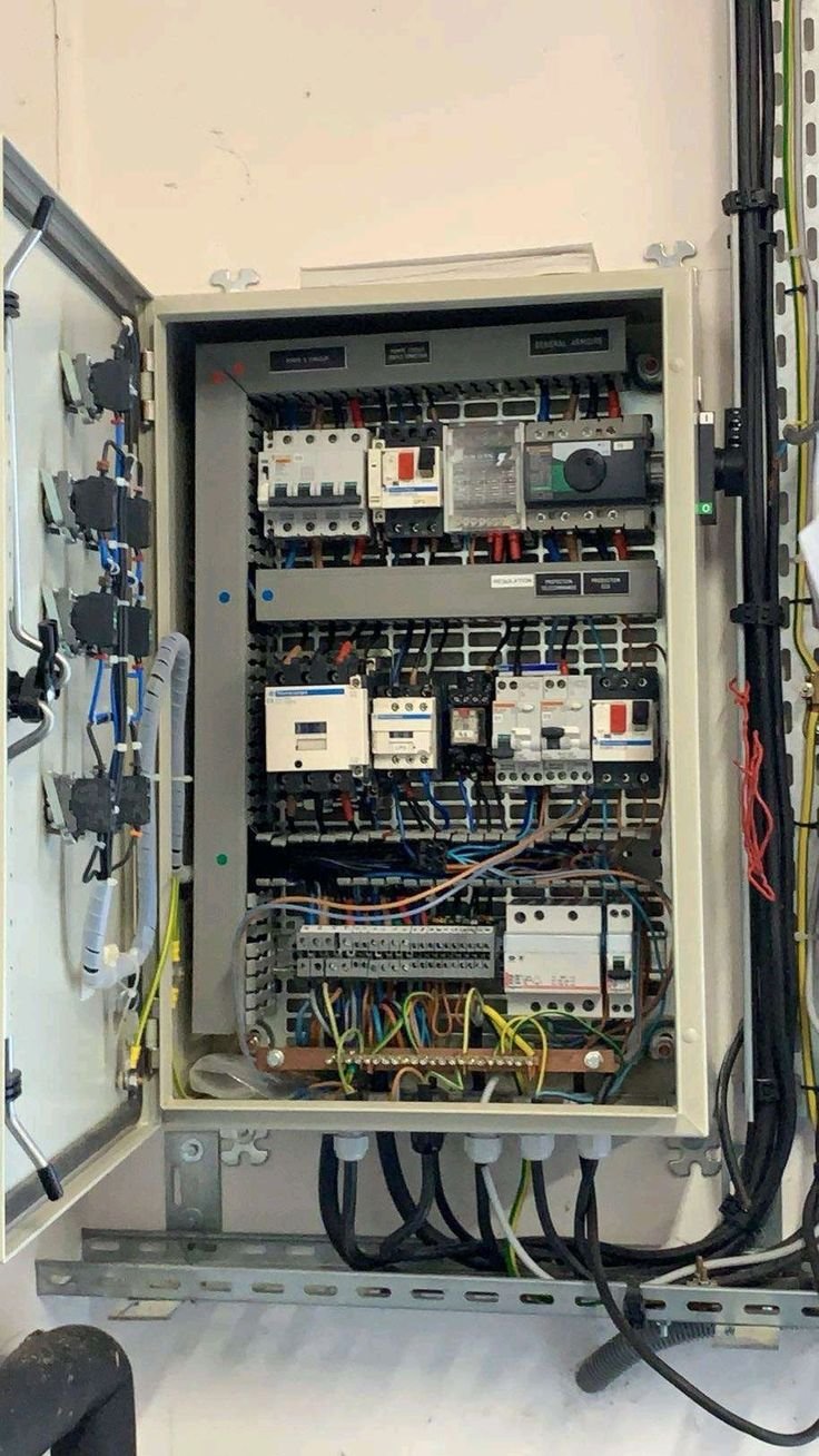 Tablero de control industrial con protecciones y distribución